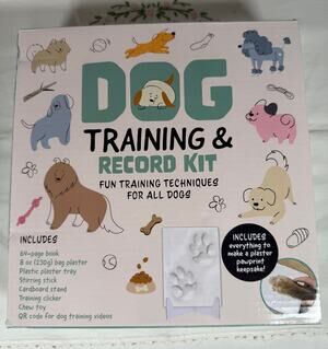 Dog Training & Record Kit Hinkler Paw Print Keepsake Plaster NEW Open Box